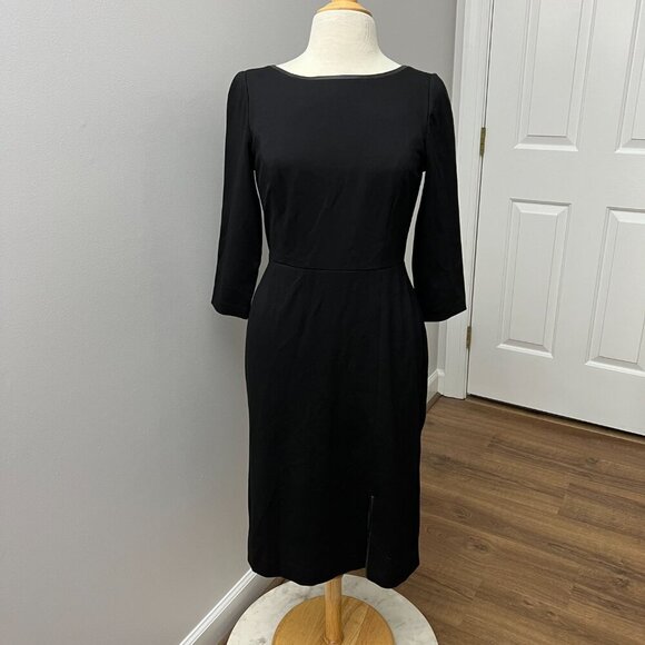 NEW Talbots Tipped Ponte Sheath Dress with Faux Leather Trim Sz 2 - Picture 11 of 13